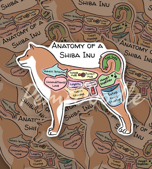 anatomy of a shiba inu sticker