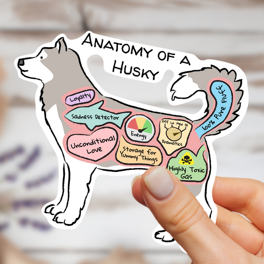 anatomy of a husky sticker