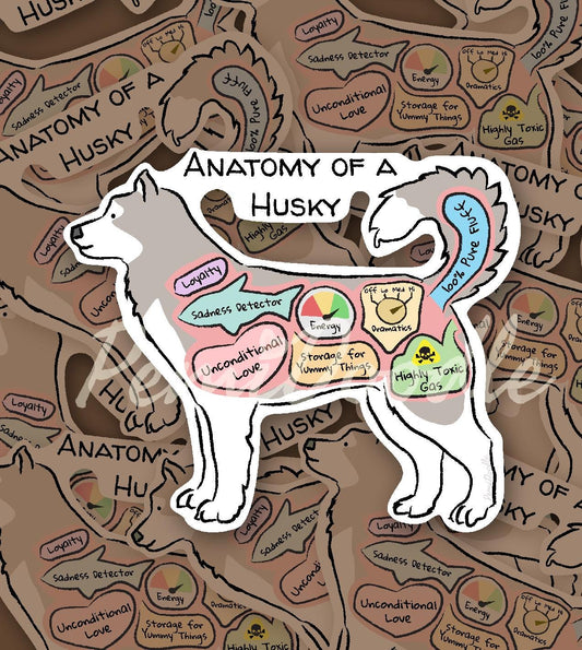 anatomy of a husky sticker