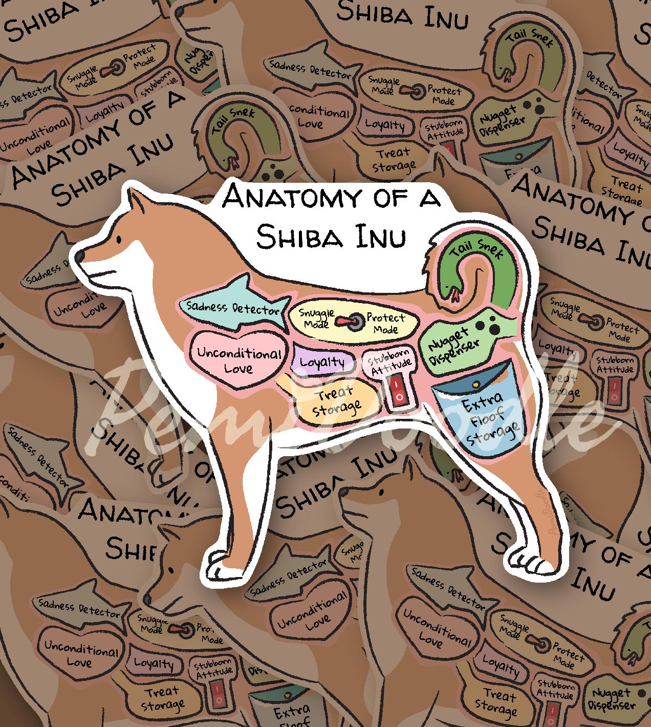 anatomy of a shiba inu sticker