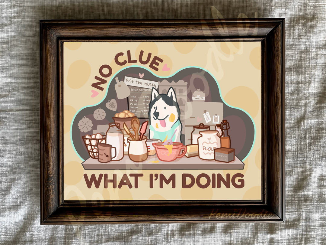 No Clue Crew - Husky Baking - art print on Etsy